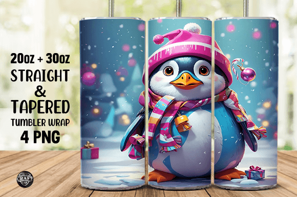 3D Cute Penguin Christmas Tumbler Wrap Guide