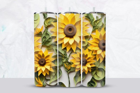 Elevate Your Brand with 3D Yellow Flowers Tumbler Wrap