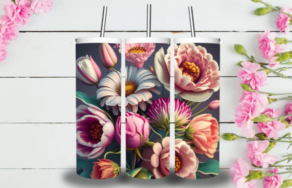 Elevating Custom Drinkware with 3D Flowers Tumbler Sublimation Designs