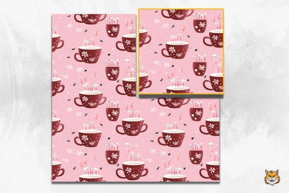 Hot Cocoa Mug Seamless Pattern 3 for Design