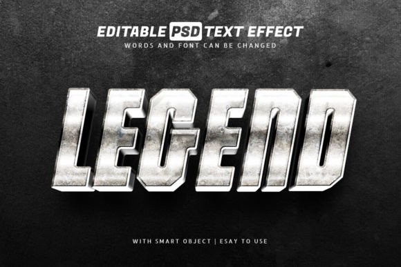 Metallic Legend 3D Text Effect: Editable & Bold