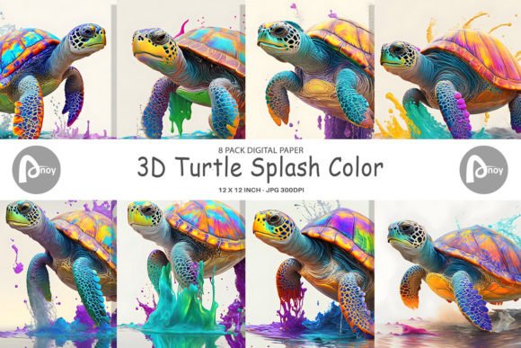 Strategic Design Applications for Digital Paper 3D Turtle Splash Color