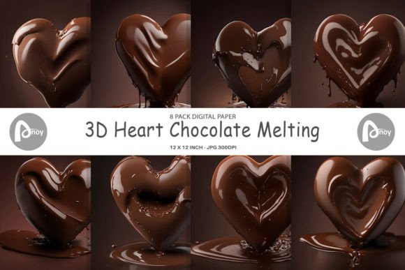 Strategic Visual Asset Management: Leveraging the 8 Pack Digital Paper 3D Heart Chocolate Melt