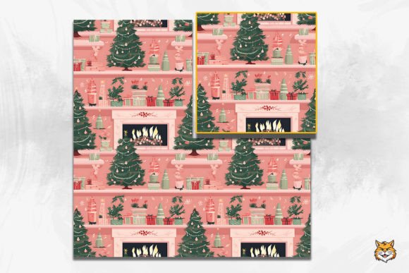 Transform Your Holiday Designs with the Christmas Fireplace Seamless Pattern 1