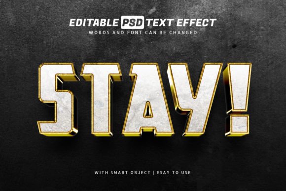 White Stay 3D Text Effect: Editable & Versatile